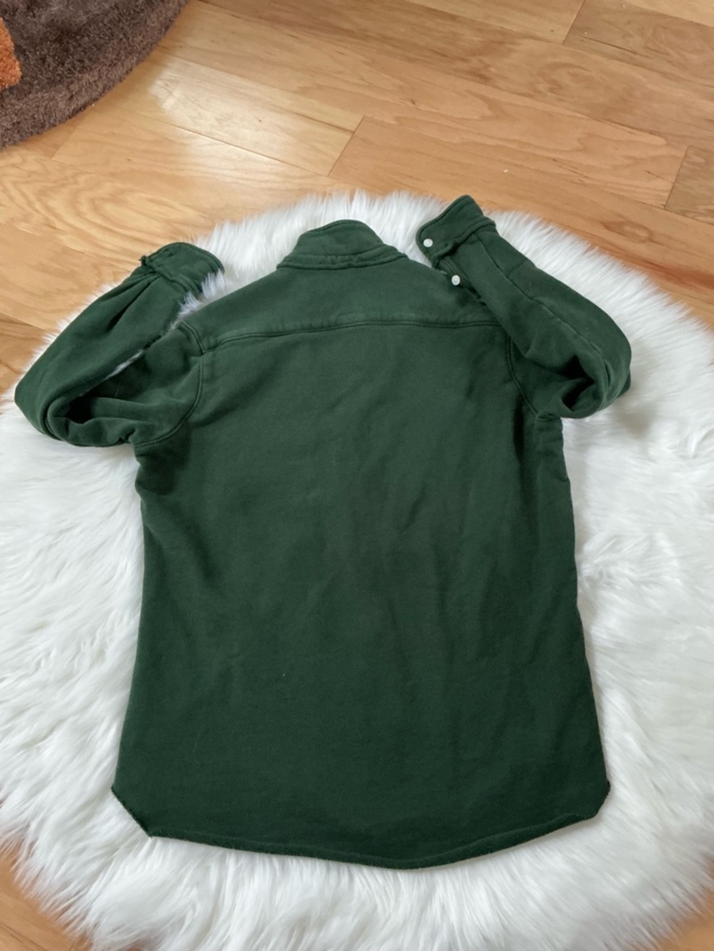 Frank & Eileen Triple Fleece Sweatshirt Dark Green Button-Up Size XS - Picture 2 of 6